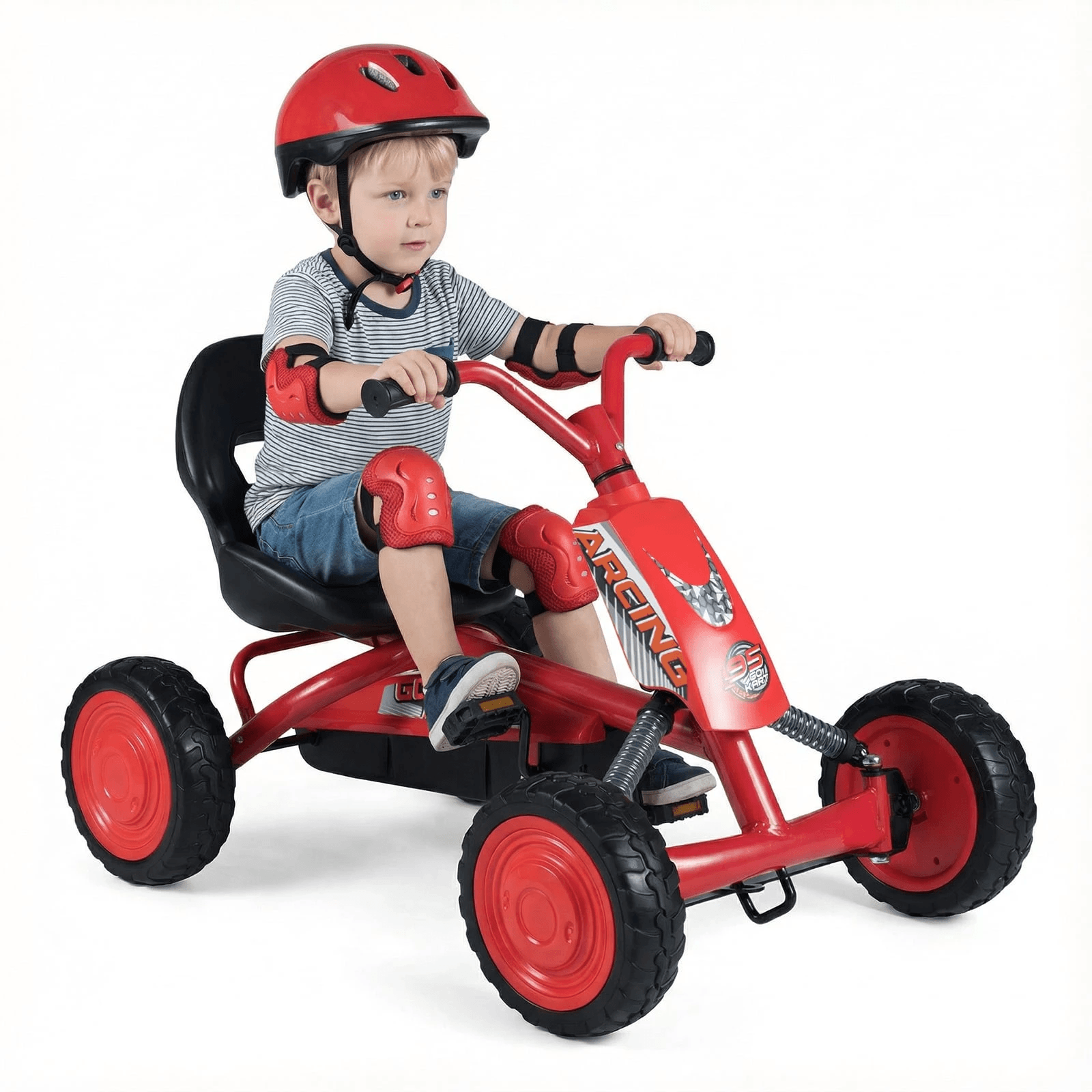 Vaikiškas Pedalinis Kartingas su Reguliuojama Sėdyne 3–8 m 84×57×55 cm Minami Kartingai Raudona