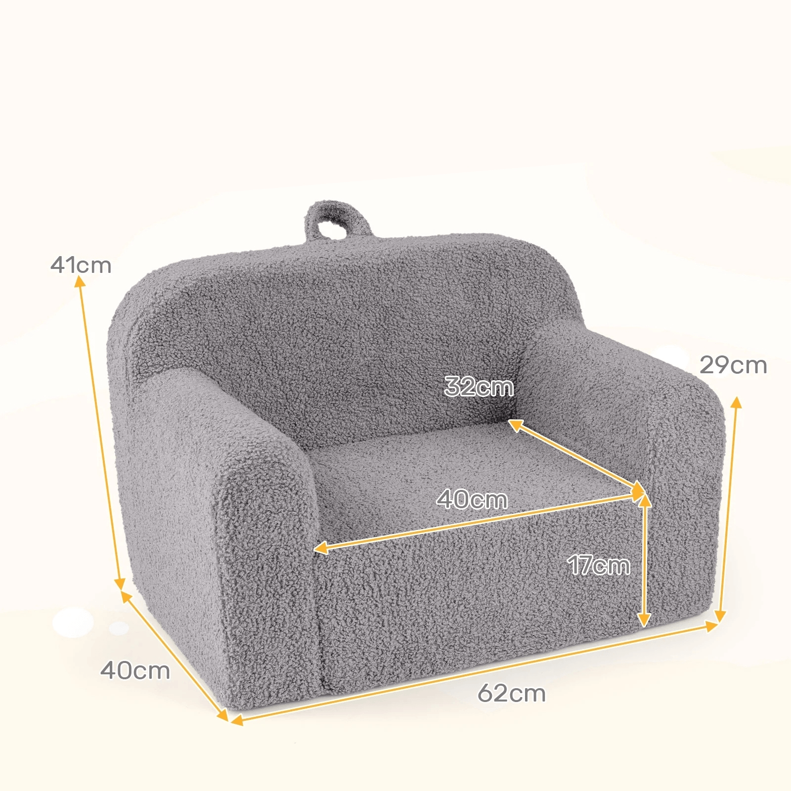 Vaikiškas Pliušinis Fotelis Pilkas 62 x 40 x 41 cm Vaikiški Foteliukai ir Pufai