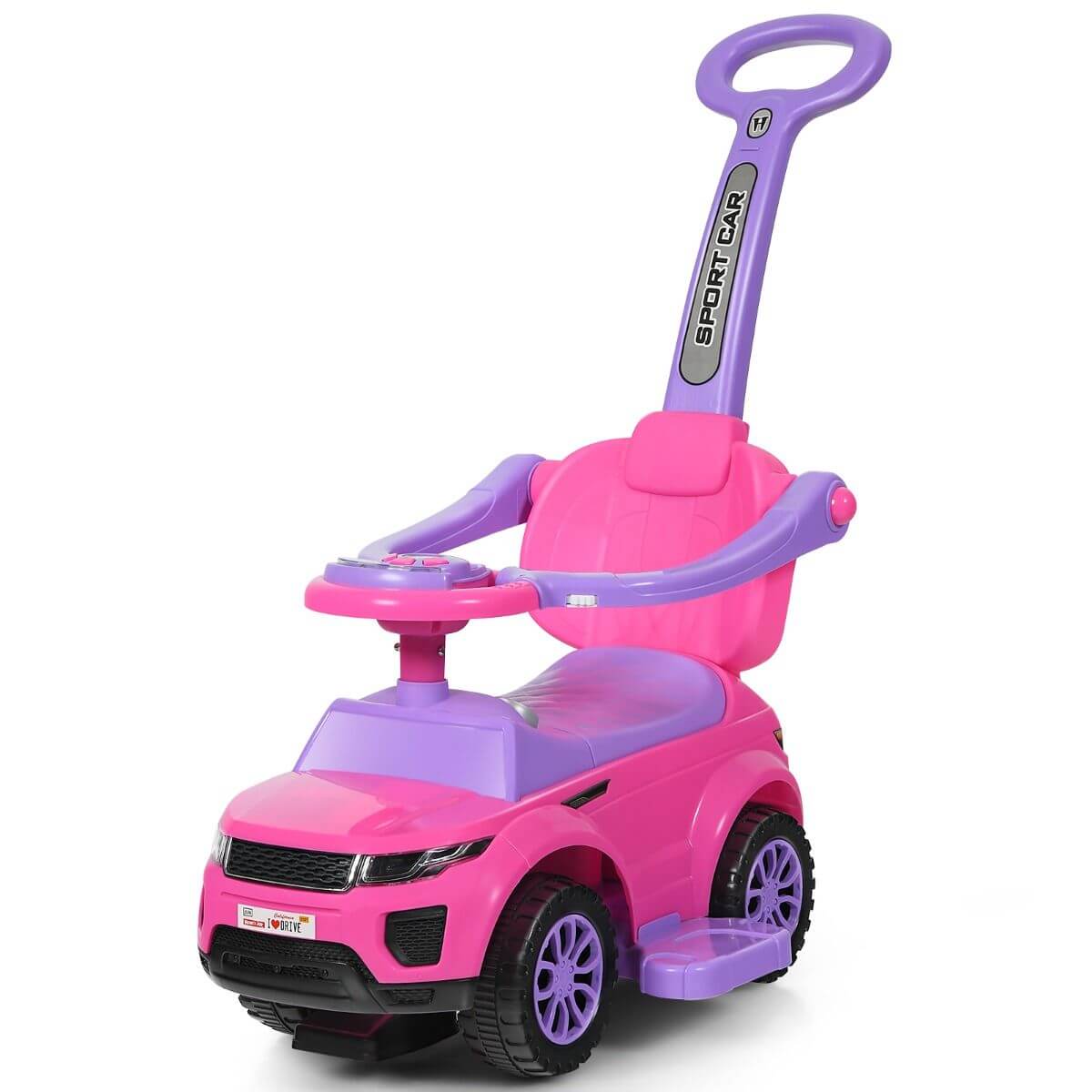 Vaikiškas Rožinis Automobilis "3-In-1 Stumiamos Mašinėlės Vaikams