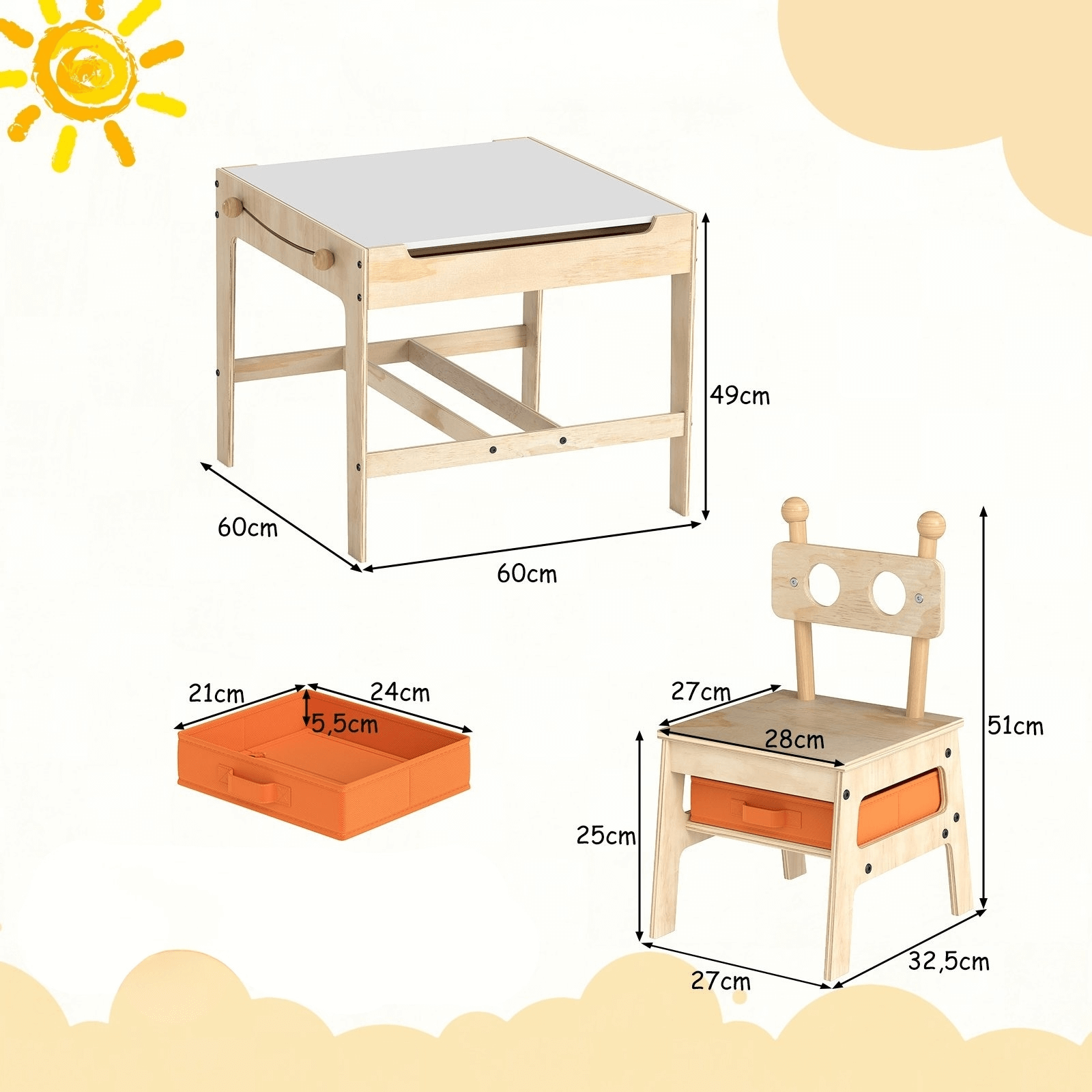 Vaikiškas Stalas Su Dvipusiu Stalviršiu Ir Roboto Kėdėmis – 3 Dalių Staliukai Kėdutės