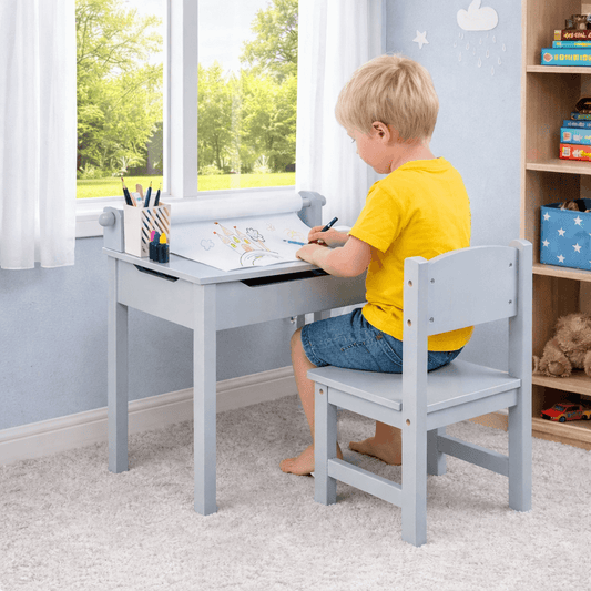 Vaikiškas Stalas Su Kėde Ir Piešimo Popieriaus Ritinėliu Staliukai Kėdutės