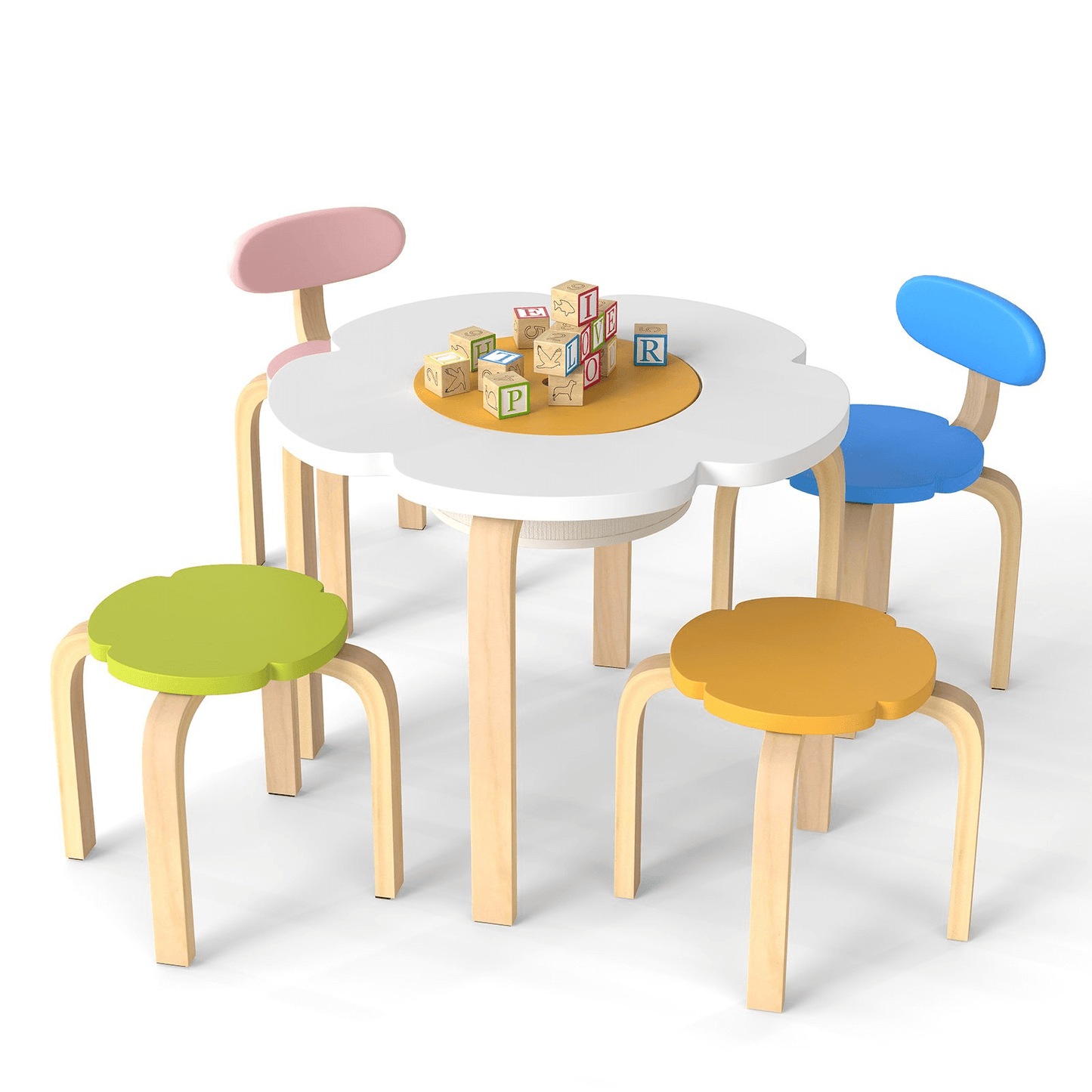 Vaikiškas Stalo Ir Kėdžių Komplektas Su Daiktadėže – 5 Dalių Rinkinys Staliukai Kėdutės