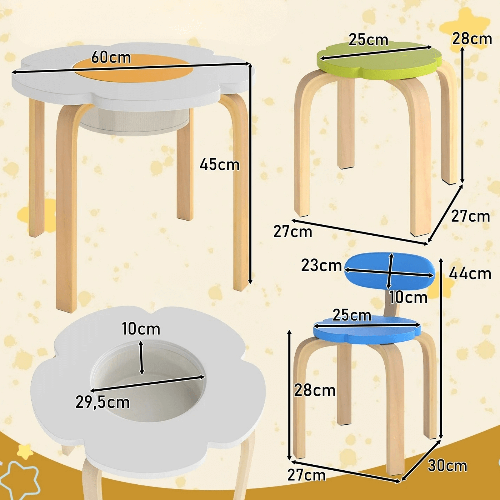 Vaikiškas Stalo Ir Kėdžių Komplektas Su Daiktadėže – 5 Dalių Rinkinys Staliukai Kėdutės