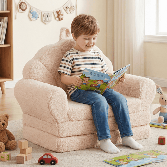 Vaikiškas Transformuojamas Fotelis-Lova 58 x 35 x 47 cm, Smėlio Spalva Vaikiški Foteliukai ir Pufai