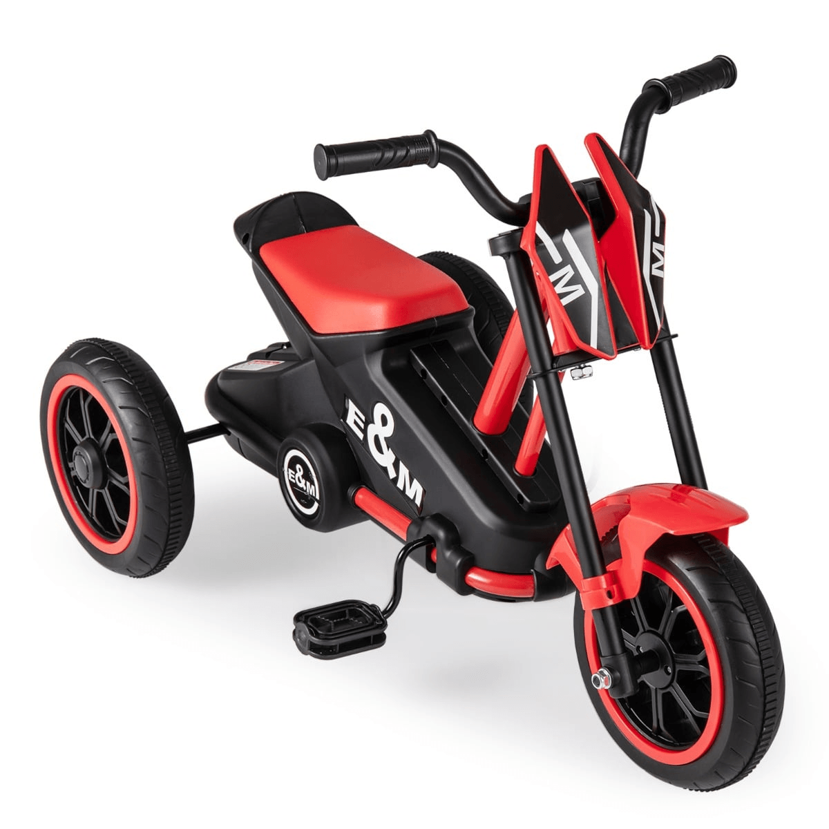 Vaikiškas Triratis Dviratis Stabilus su Vairo Ribotuvu Raudonas 3+ Elektriniai Motociklai