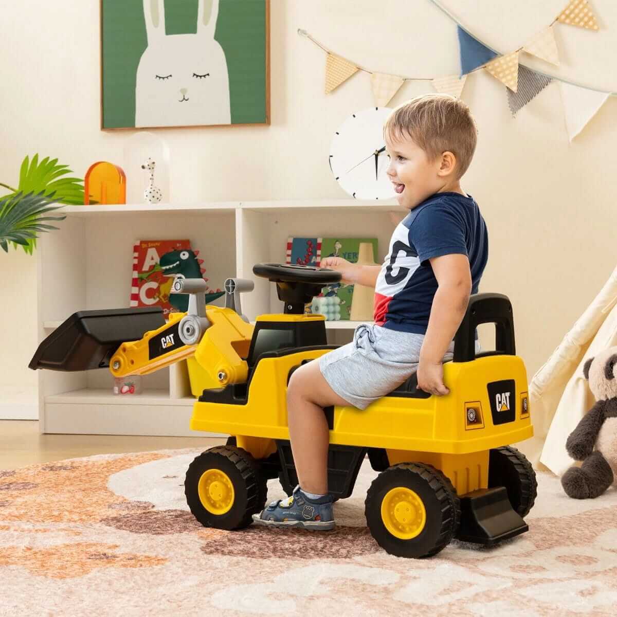 Vaikiškas Važiuojantis Ekskavatorius Geltonos Spalvos Žaislai Mašinėlės Ir Trasos