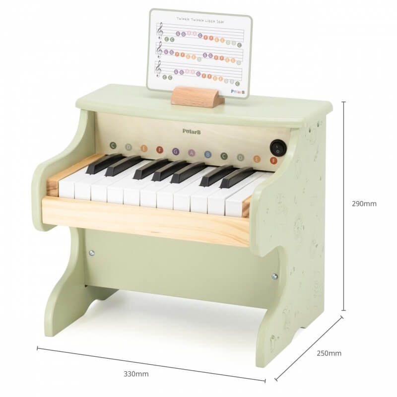 Viga Green Medinis Vaikiškas Pianinas Su Natomis Ir Spalvotais Klavišais Pianinai