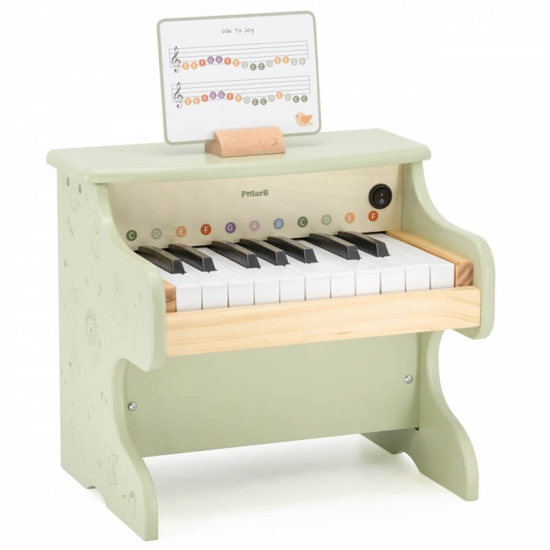 Viga Green Medinis Vaikiškas Pianinas Su Natomis Ir Spalvotais Klavišais Pianinai