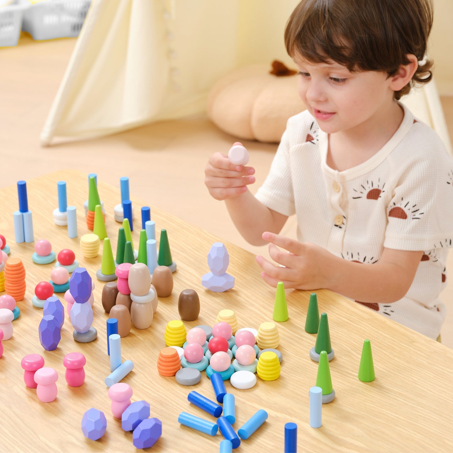 Viga Medinės Montessori Kaladėlės Ir Rūšiuoklė, 141 Dalis – nuotrauka 2
