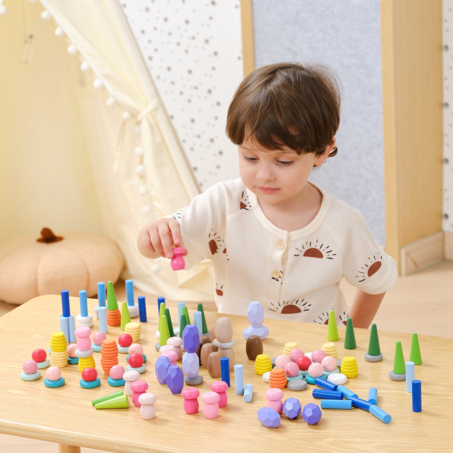 Viga Medinės Montessori Kaladėlės Ir Rūšiuoklė, 141 Dalis – nuotrauka 4