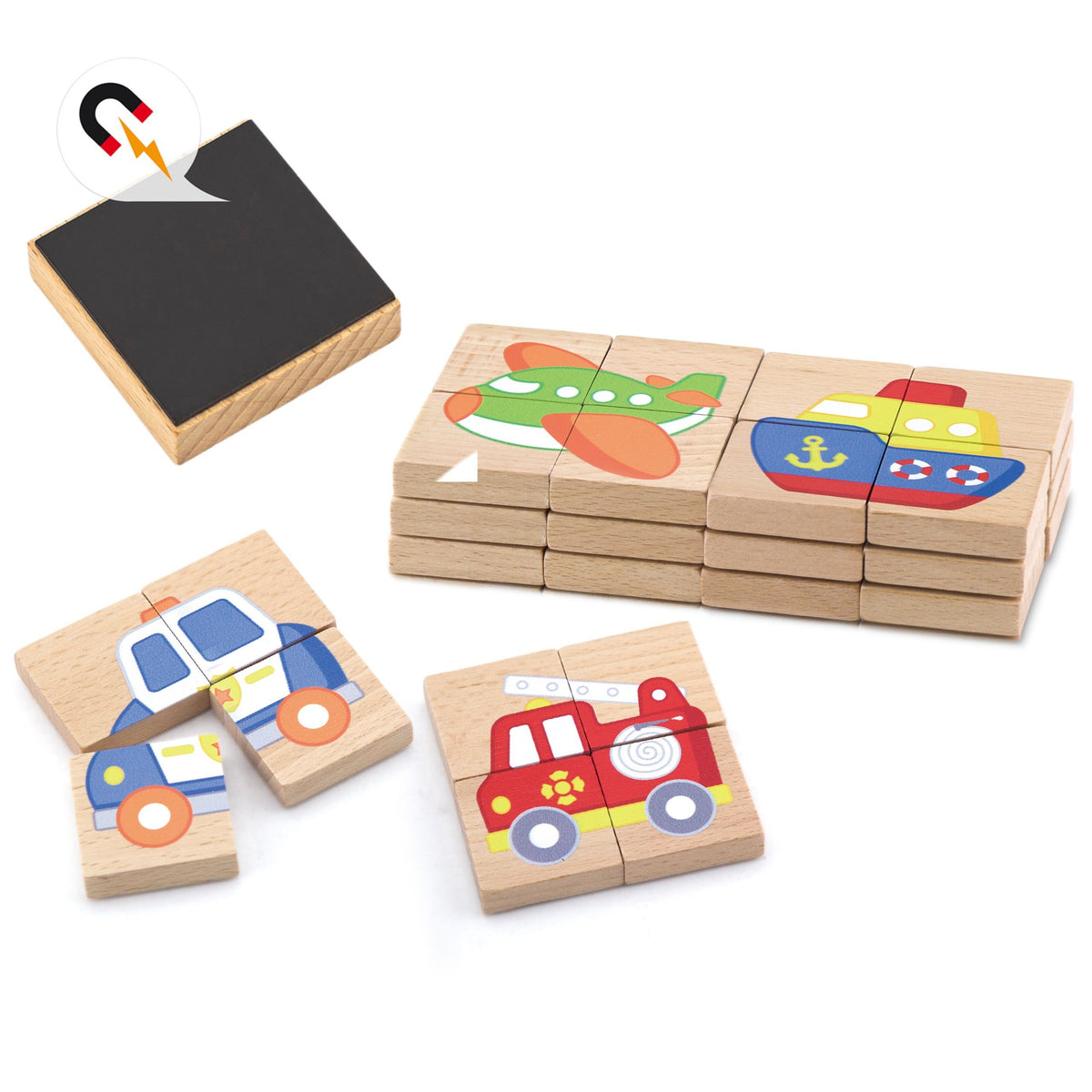 Viga Montessori magnetinė transporto priemonių dėlionė – vaizdas 5
