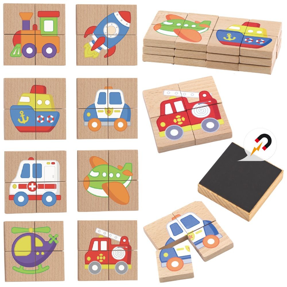 Viga Montessori magnetinė transporto priemonių dėlionė – vaizdas 6