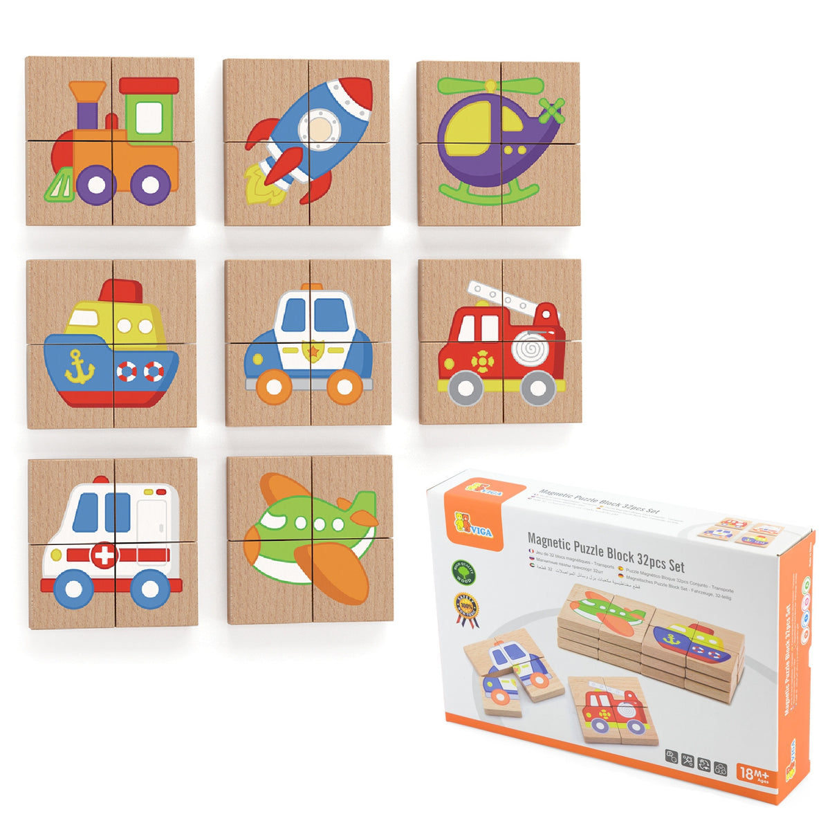 Viga Montessori magnetinė transporto priemonių dėlionė – vaizdas 7