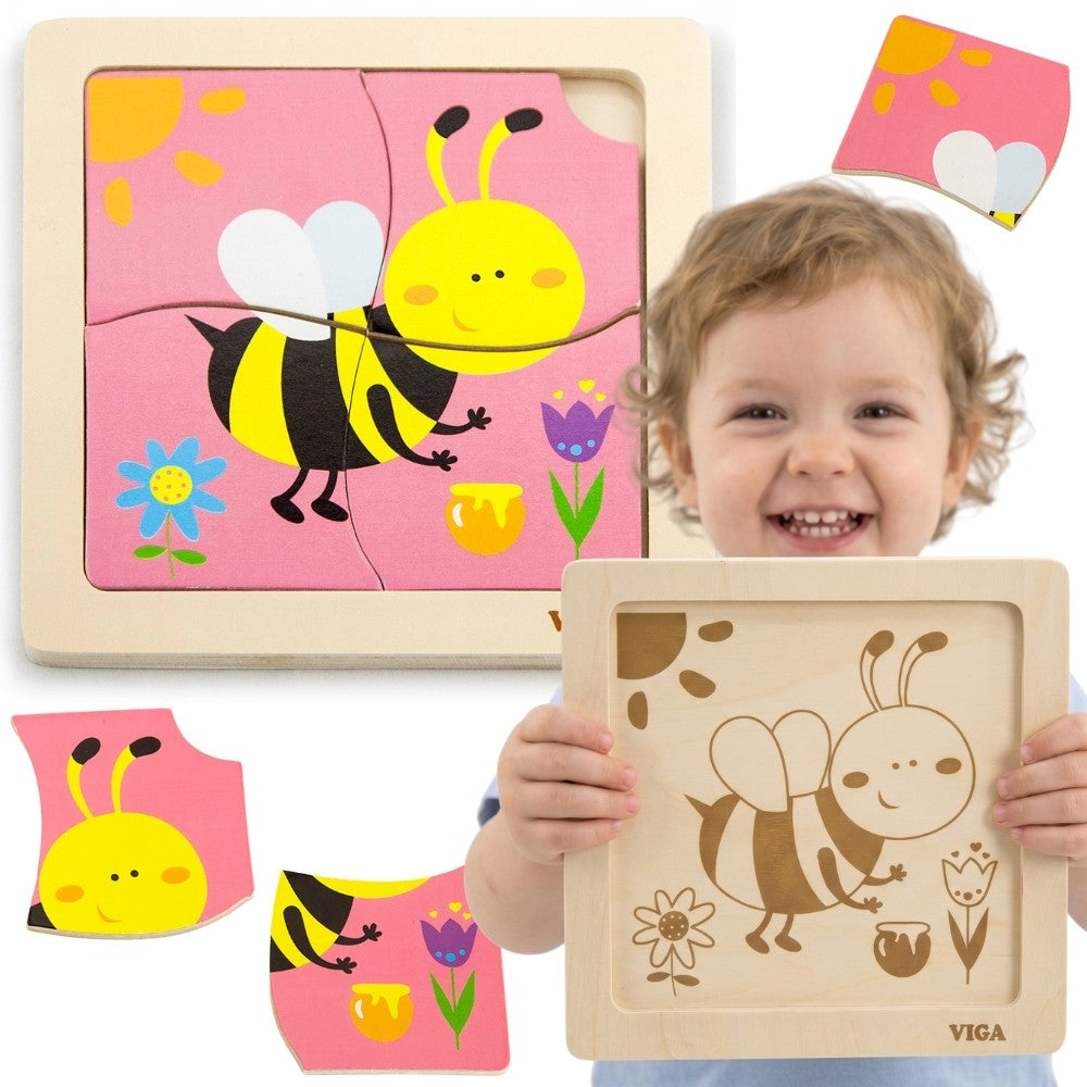 Viga Montessori medinė bitutės dėlionė – vaizdas 1