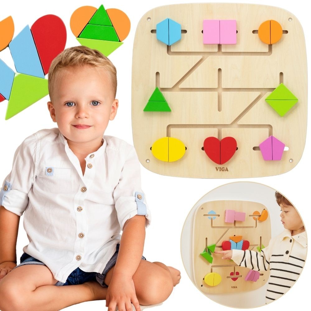 Viga Montessori sieninė manipuliacinė formų lenta – nuotrauka 1