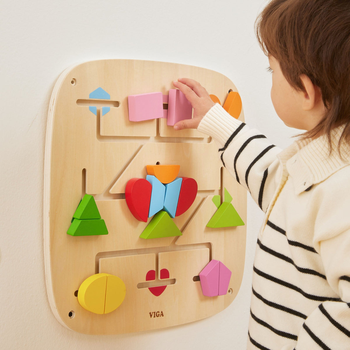 Viga Montessori sieninė manipuliacinė formų lenta – nuotrauka 3