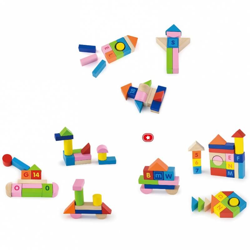 Viga Toys Klocki Drewniane Edukacyjne 100 elem. Cyferki Literki Žaislai Vaikams Ir Kūdikiams