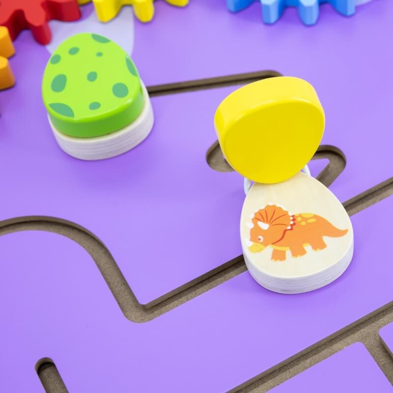 Viga Toys Medinė Triceratopso Sieninė Veiklos Lenta Vaikams Montessori Veiklos Lentos