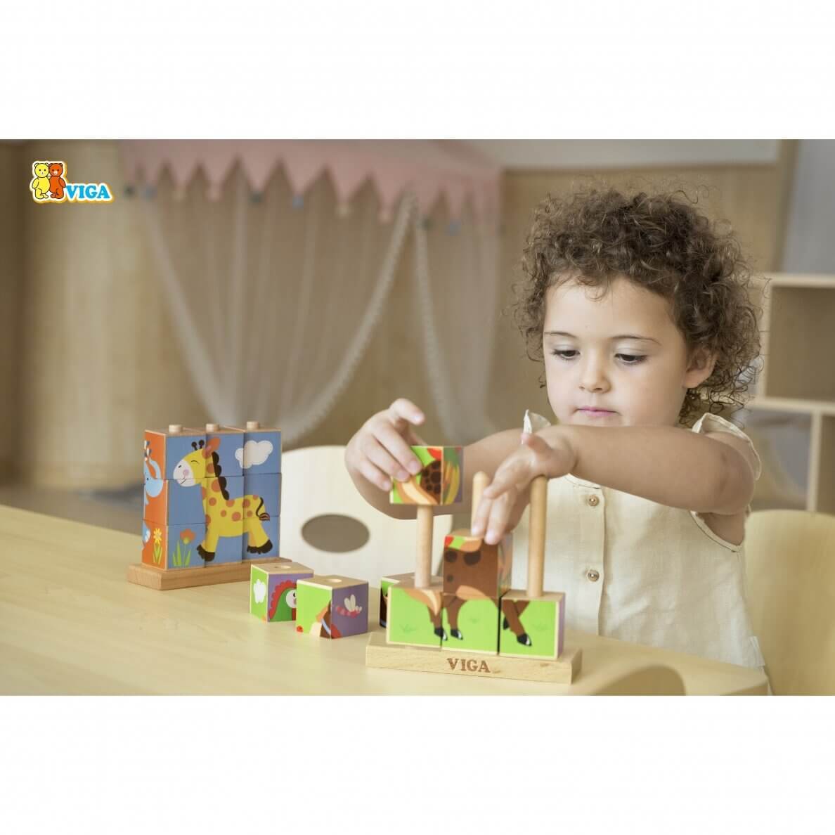 Viga Žaislas Vaikams Mediniai Kubeliai Ūkyje 24M+ 50833 Žaislai Dėlionės