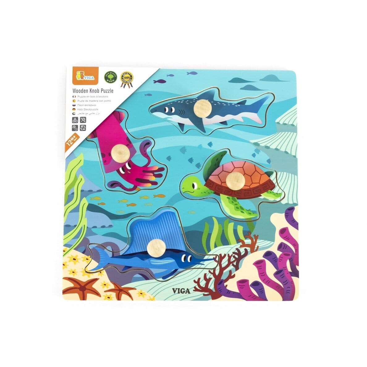 Viga Žaislas Vaikams Medinis Magnetinis Labirintas Jūros Gyvūnai 12m Žaislai Kūdikiams Rūšiuokliai