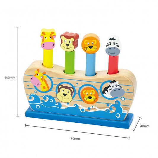 Viga Žaislas Vaikams Medinis Žaidimas Su Plaktuku Nojaus Laivas 18M+ 50041 Mokomieji Žaislai