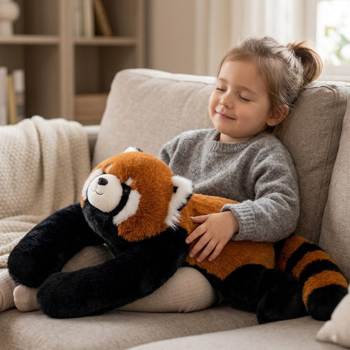 Woopie pliušinis žaislas su svoriu 2,5 kg – raudonoji panda, naudojimo pavyzdys