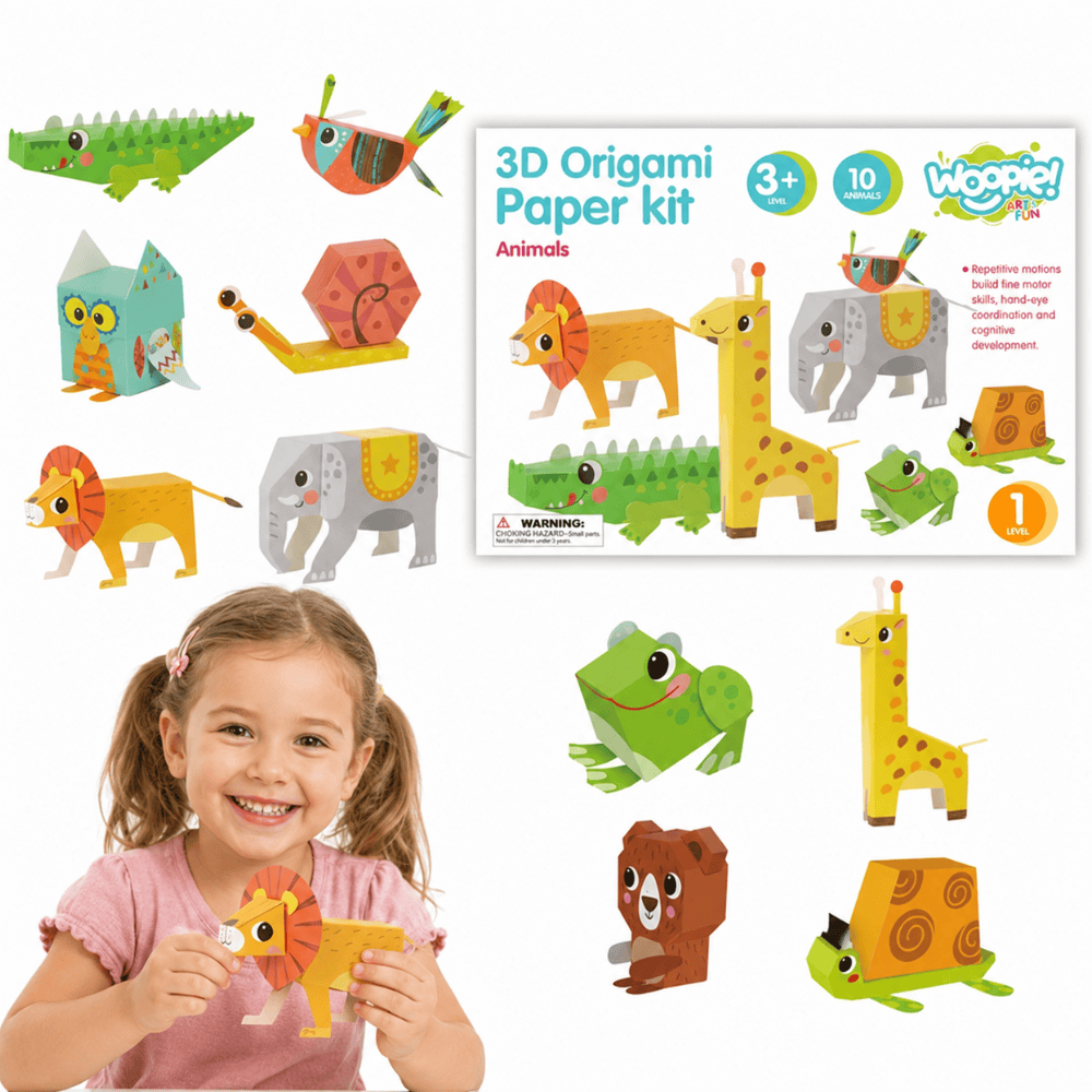 Woopie Art&Fun 3D Origami Gyvūnų Rinkinys, 10 Vnt. Kūrybiniai rinkiniai