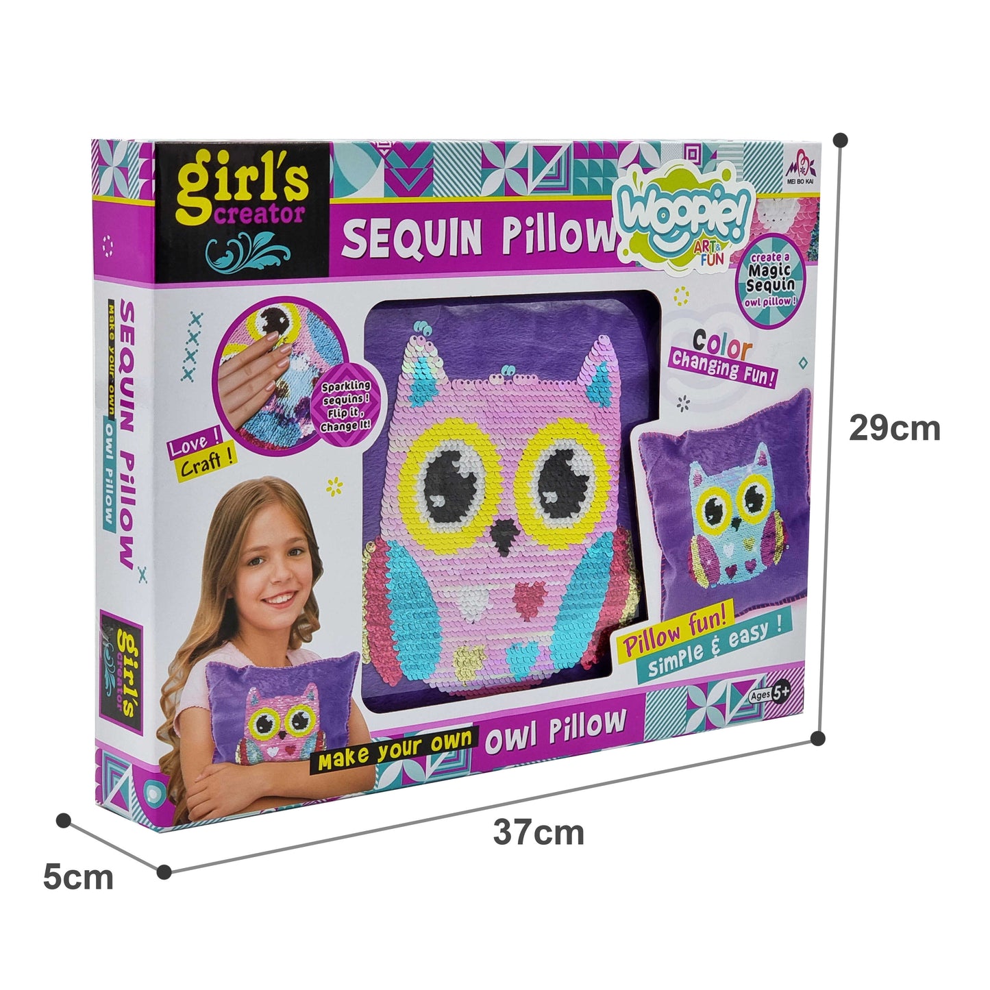 Woopie Art&Fun pelėdos pagalvėlės dekoravimo rinkinys – nuotrauka 8