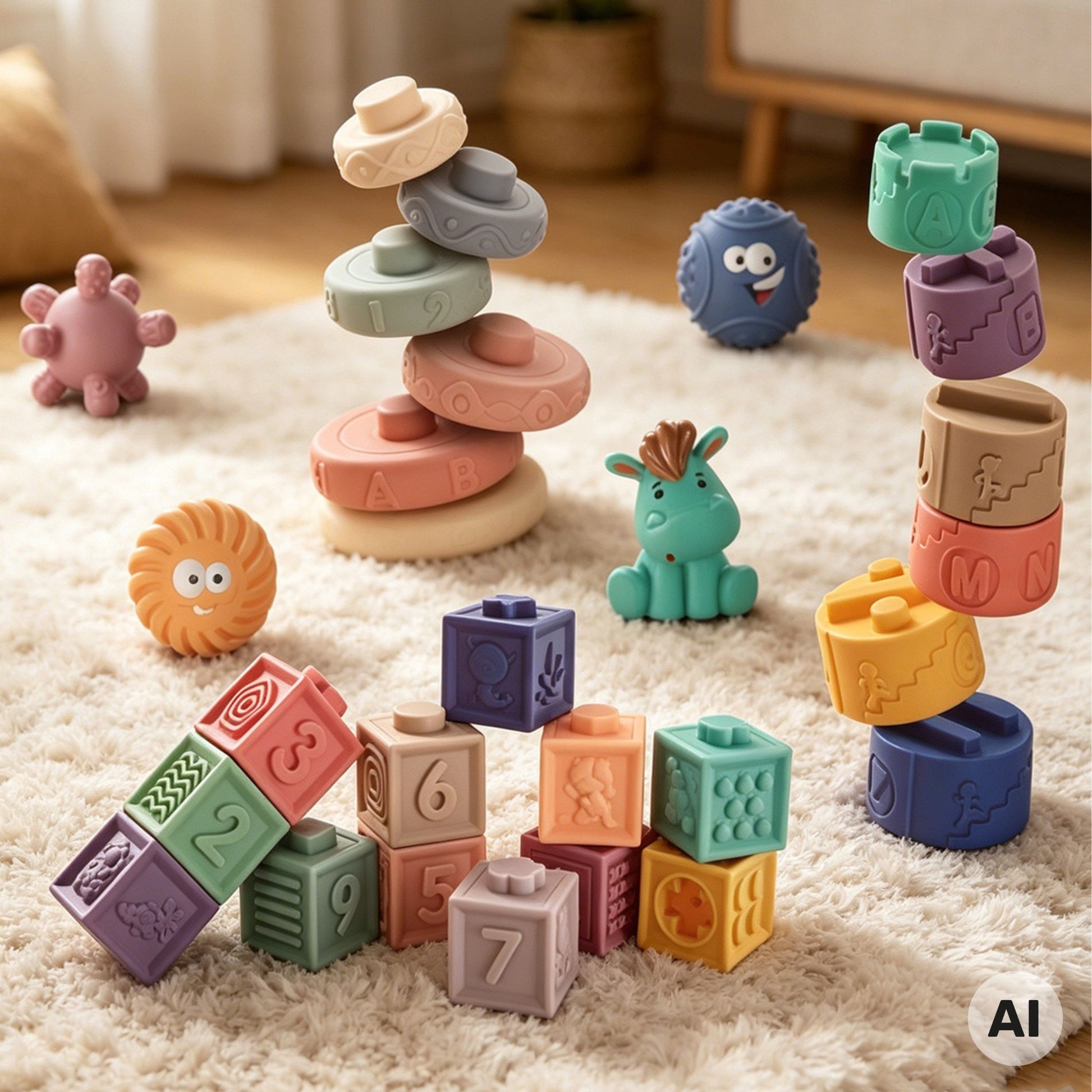 Woopie Baby Minkštos Sensorinės Kaladėlės, 27 Dalys – nuotrauka 2