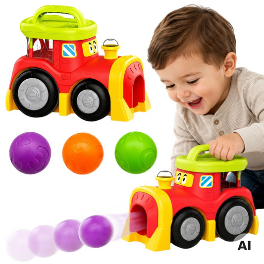 Woopie Baby traukinukas su iššokančiais kamuoliukais
