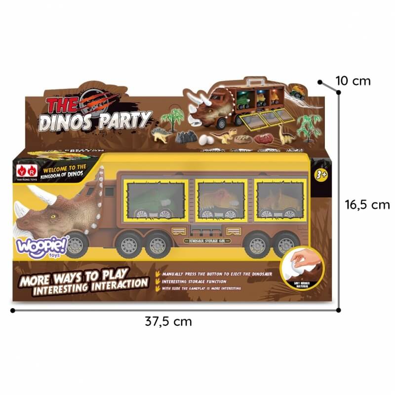 WOOPIE Cięzarówka Dinozaur z Wyrzutnią i Samochodzikami 15 el. Transporto Priemonės