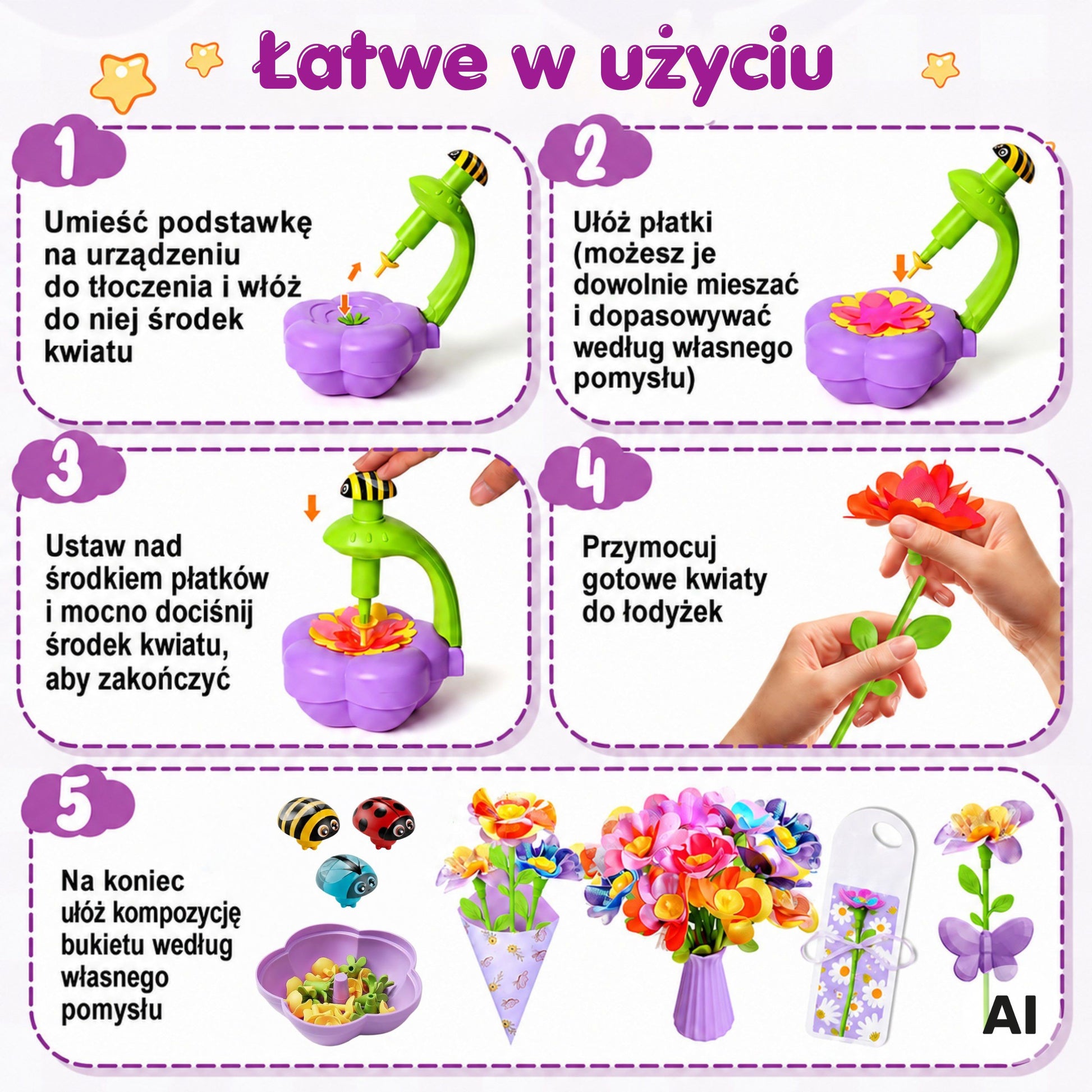 Woopie Gėlių Puokščių Kūrimo Rinkinys Vaikams – nuotrauka 4