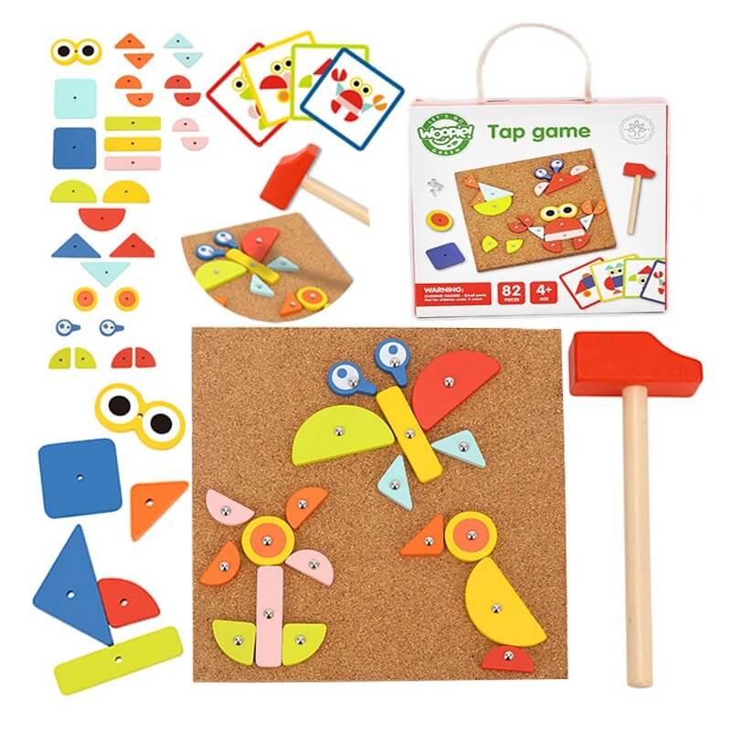 Woopie Green Kamštinė Nagų Dailė – Medinis Kalimo Rinkinys Vaikams Magnetiniai Žaislai