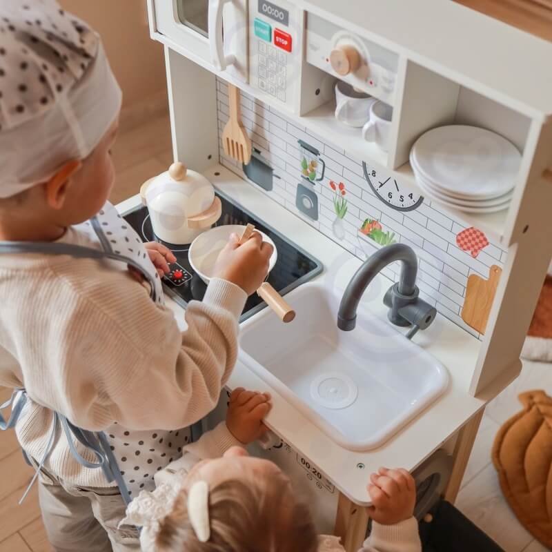 Woopie Green Medinė Vaikiška Virtuvėlė 9 Viename Su Priedais Vaikiškos Virtuvėlės