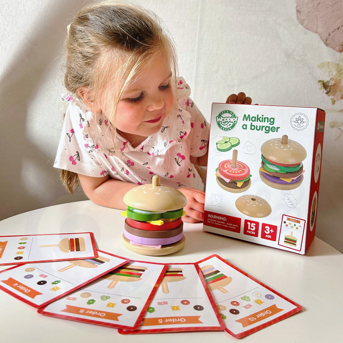 Woopie Green medinis mėsainio dėliojimo rinkinys, 15 dalių – nuotrauka 2