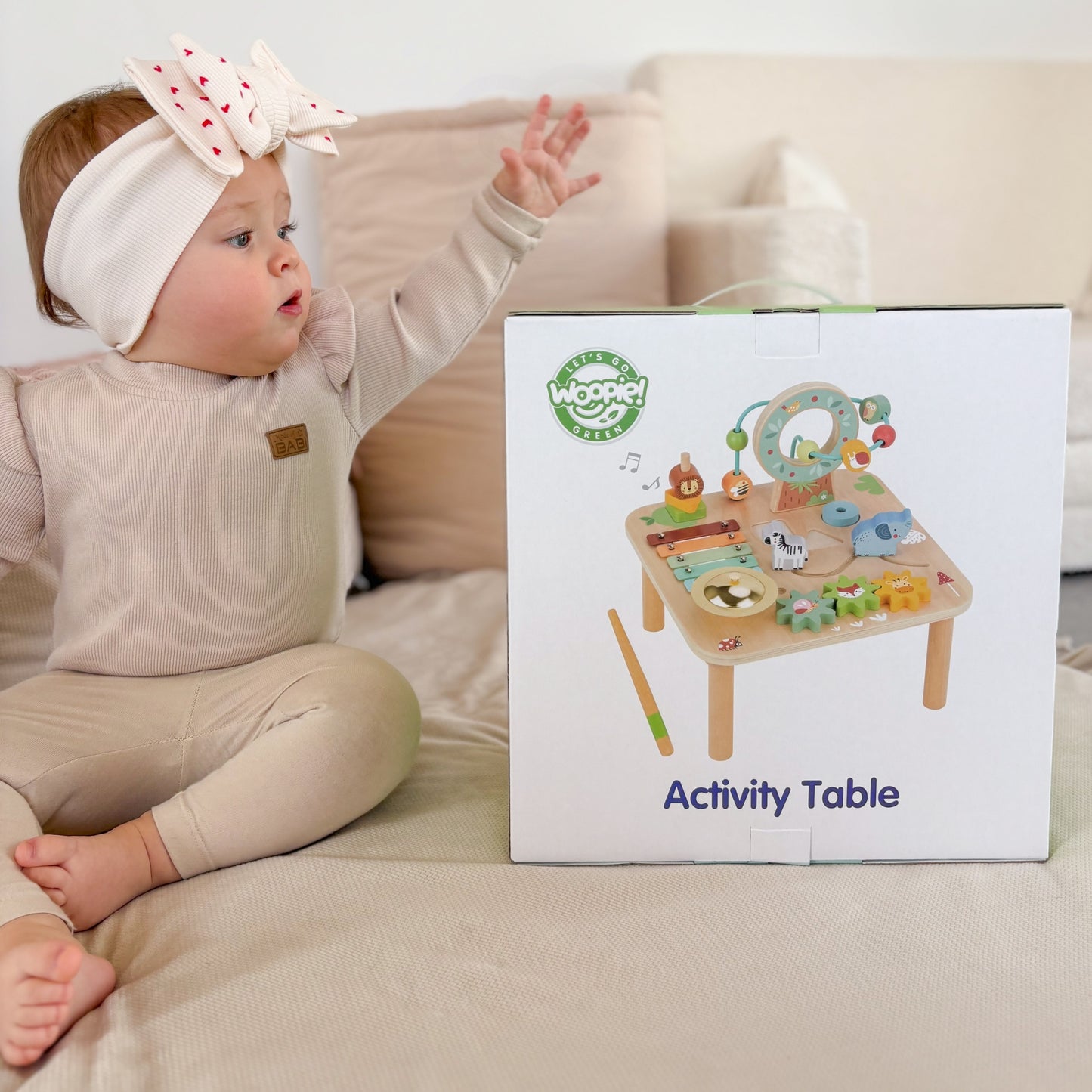 Woopie Green Medinis Muzikinis Edukacinis Staliukas 5in1 – nuotrauka 8