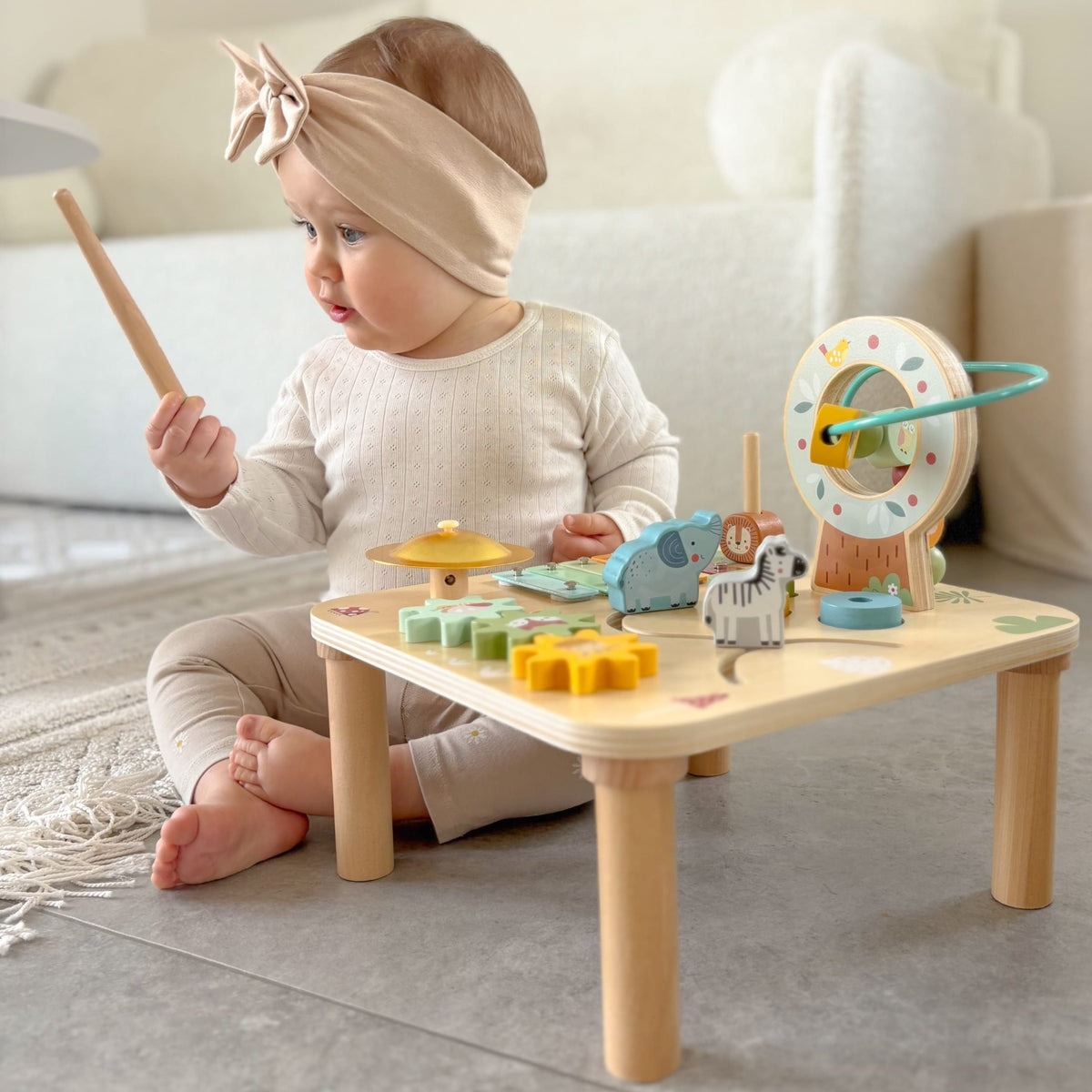 Woopie Green Medinis Muzikinis Edukacinis Staliukas 5in1 Veiklos Staliukai Kūdikiams