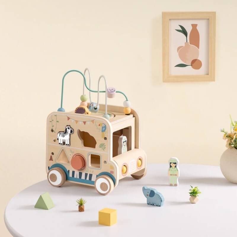 Woopie Green Medinis Safario Veiklos Kubas Su Edukacinėmis Užduotimis Žaislai Kūdikiams Rūšiuokliai