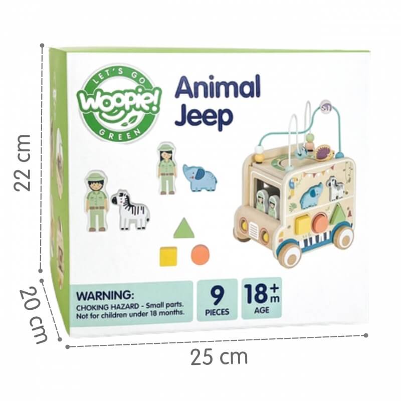 Woopie Green Medinis Safario Veiklos Kubas Su Edukacinėmis Užduotimis Žaislai Kūdikiams Rūšiuokliai