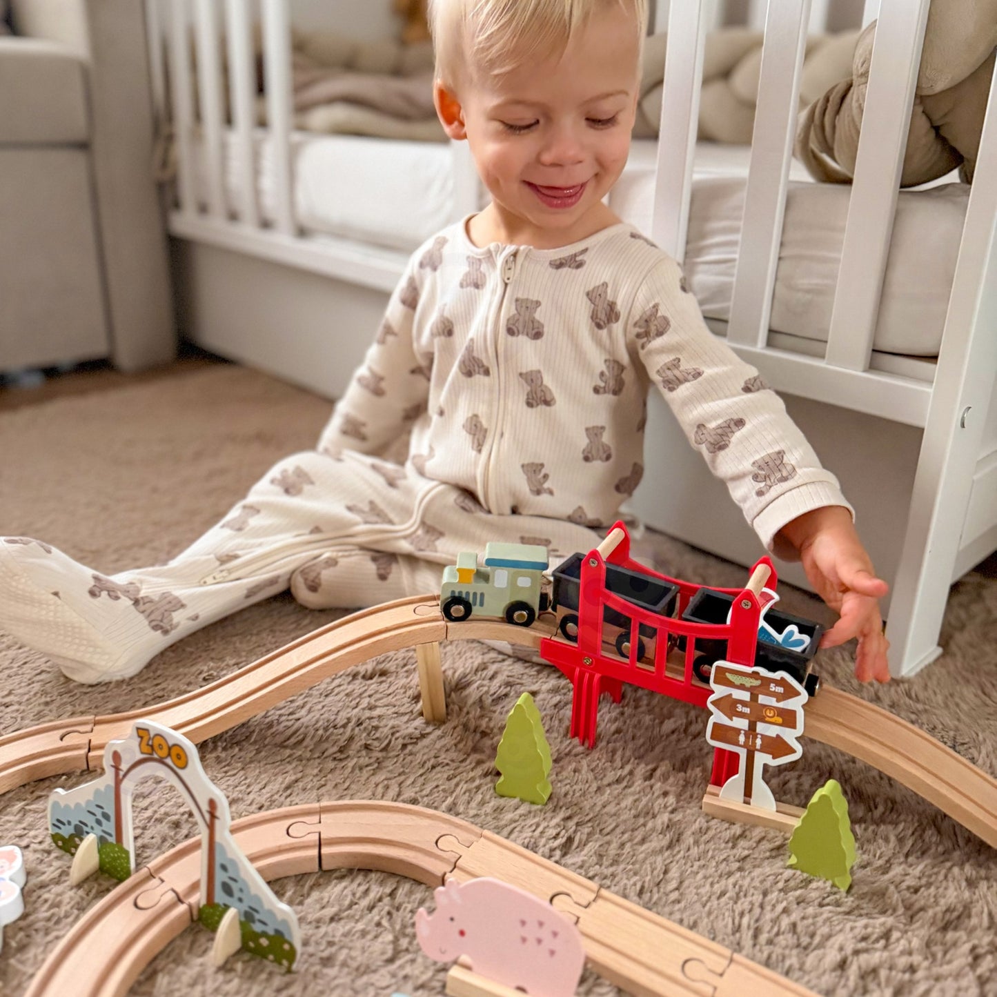 Woopie Green Medinis Zoologijos Sodo Traukinys, 60 Dalių – nuotrauka 9