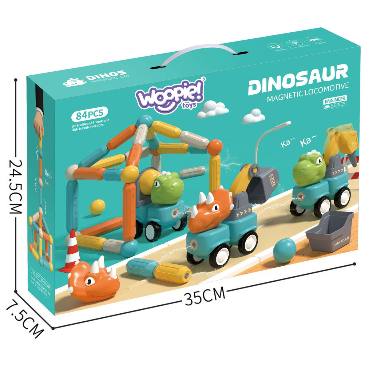 Woopie Magnetinės Dinozaurų Kaladėlės, 84 Dalys Magnetiniai Žaislai