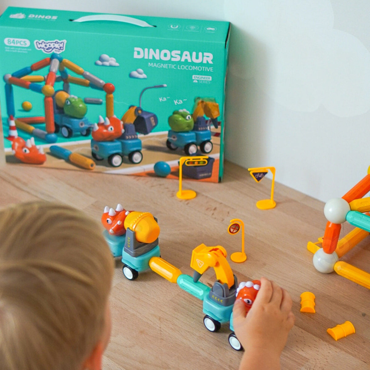 Woopie Magnetinės Dinozaurų Kaladėlės, 84 Dalys Magnetiniai Žaislai