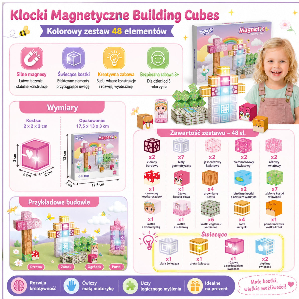 Woopie Magnetinės Kaladėlės, 48 Dalys Magnetiniai Žaislai