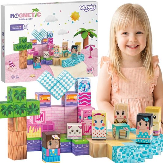 WOOPIE Magnetinės Kaladėlės „Paplūdimys“, 86 Dalys Magnetiniai Žaislai