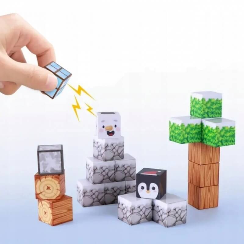 Woopie Magnetinės Kaladėlės Vaikams 66 Detalių Žiemos Rinkinys Magnetiniai Žaislai
