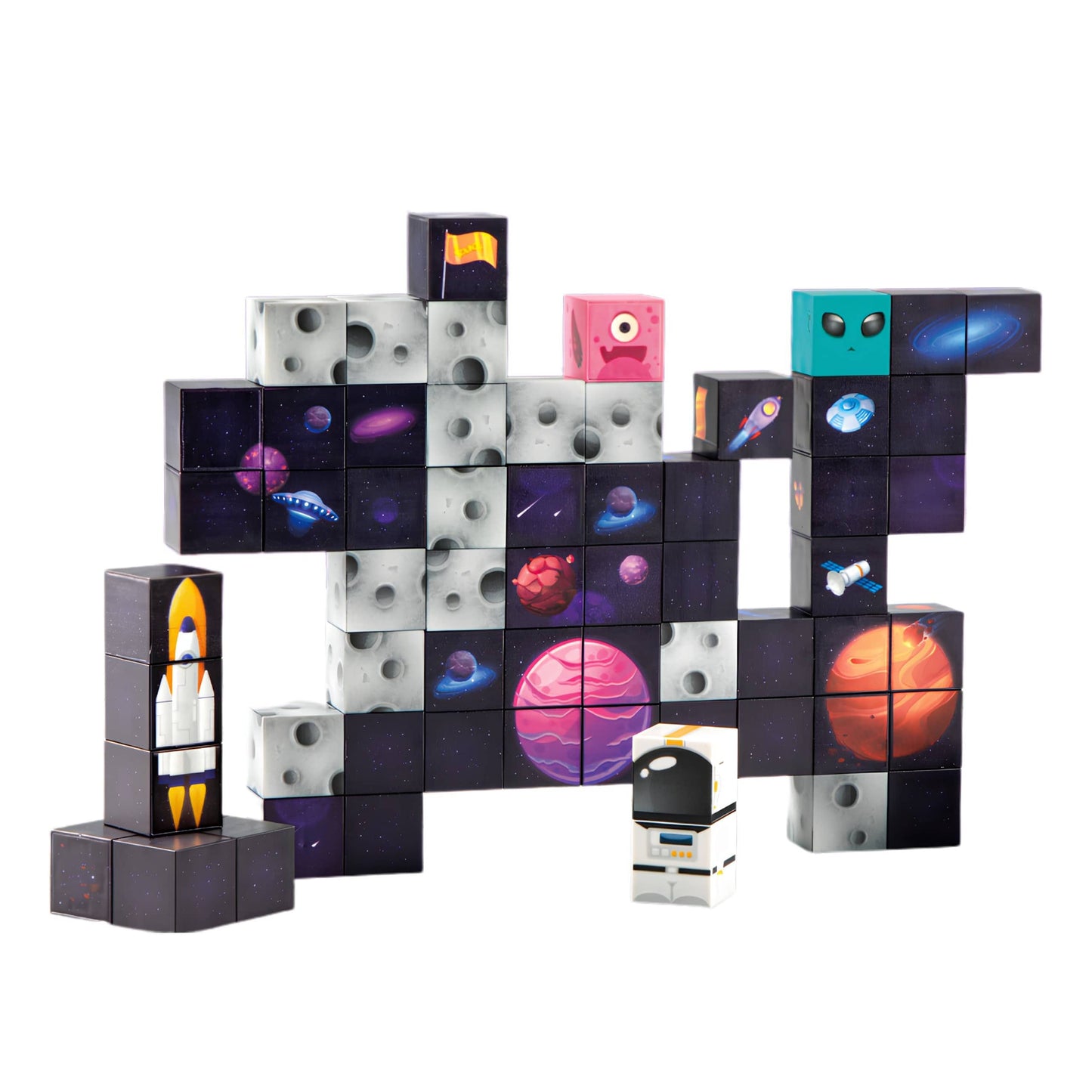 WOOPIE Magnetinės Konstrukcinės Kaladėlės „Kosmosas“, 74 Dalys Magnetiniai Žaislai