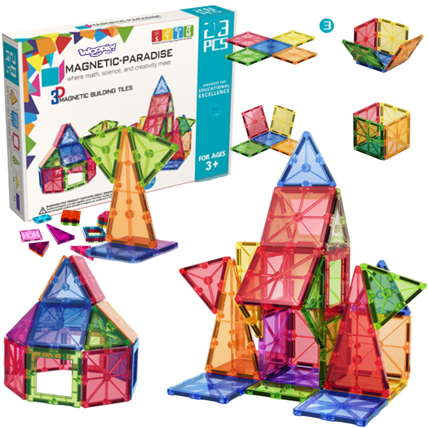 Woopie Magnetinės Montessori Kaladėlės 3D, 28 Dalys – nuotrauka 1