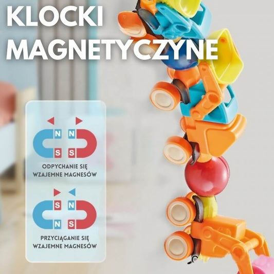 Woopie Magnetinis Konstruktorius Vaikams Transporto Priemonės 52 Detalių Magnetiniai Žaislai