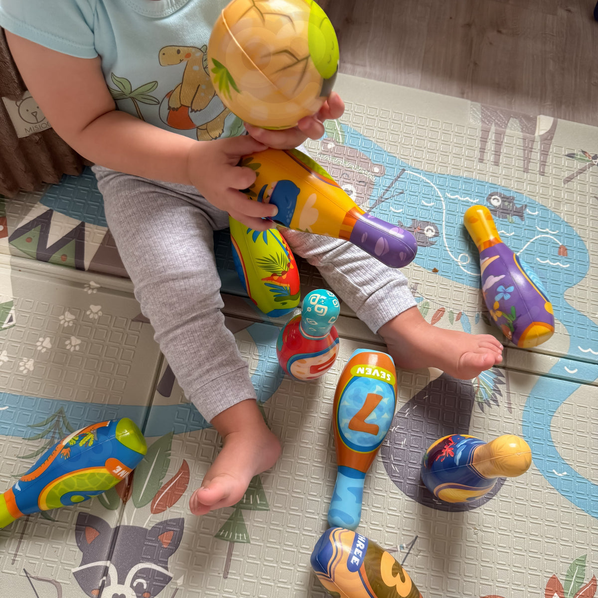 Woopie minkštų kėglių rinkinys „Dinozaurai“, 12 dalių – nuotrauka 4