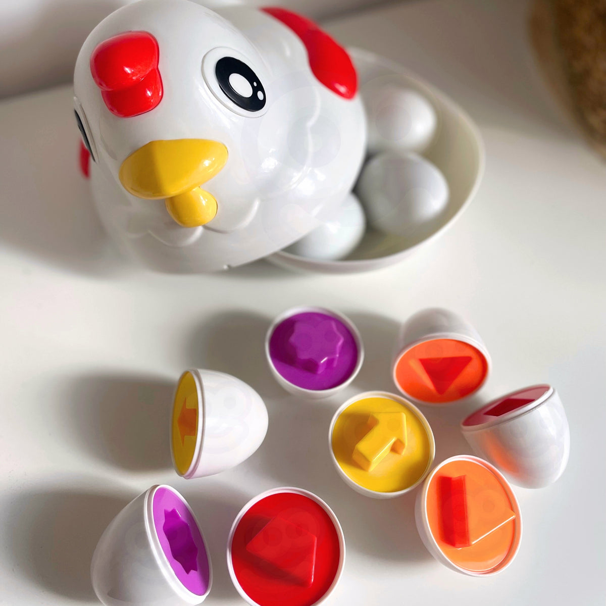 „Woopie“ Montessori vištelė – formų rūšiuoklė su kiaušiniais – produkto nuotrauka 10